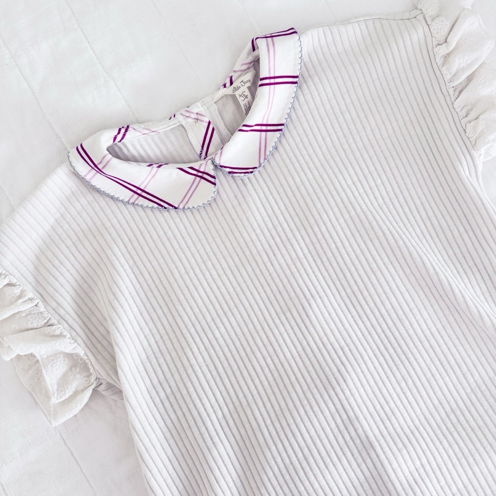 Matilda Jane Heart to Heart Take Note Collared Ribbed Top Girls Size 16 Ivory